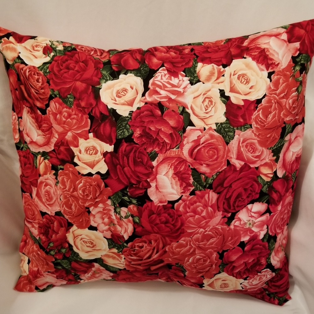 Pink/Red Floral Covered Pillow